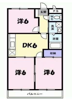 プリシェール藤原台(3DK/1階)の間取り写真