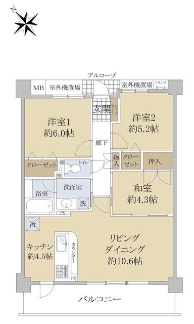 サンメゾン守口松町(3LDK/2階)の間取り写真