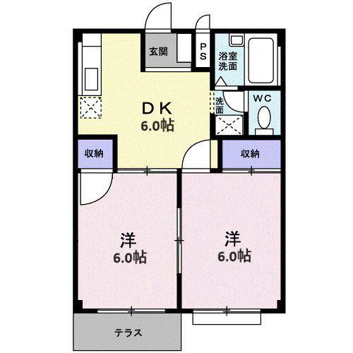 エルディム野村(2DK/1階)の間取り写真