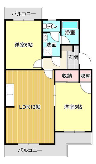 サンブライトン(2LDK/1階)の間取り写真