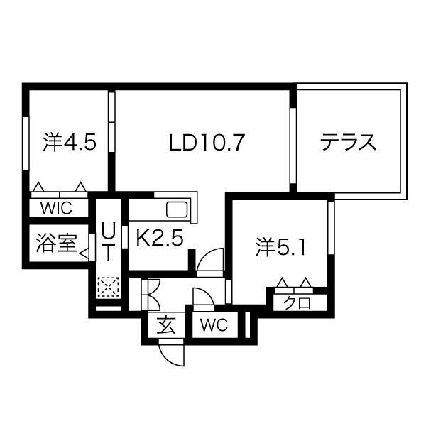 RESIDENCE SHINMEI新道東(2LDK/1階)の間取り写真