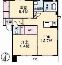 エピナールC棟(2LDK/1階)の間取り写真