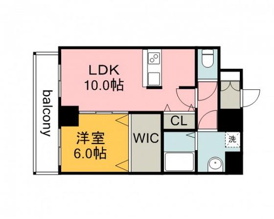 UNITY舟入(1LDK/9階)の間取り写真