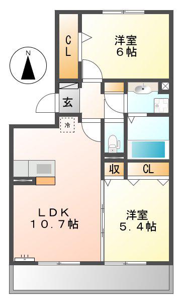 グランメゾン(2LDK/2階)の間取り写真