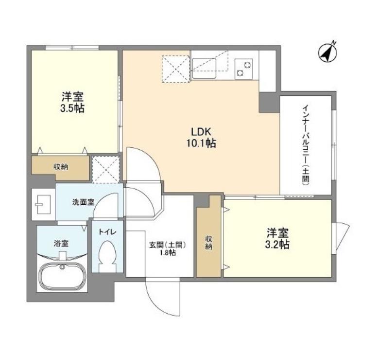 ウェルスクエア目黒(2LDK/4階)の間取り写真