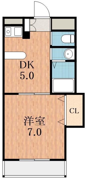 ハイツシャレード西館(1DK/2階)の間取り写真