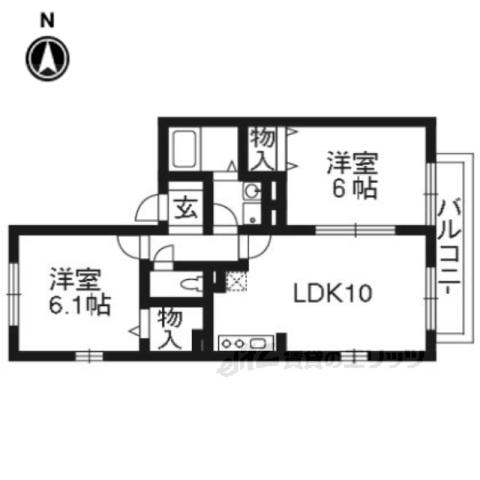 ウエストビレッジ桃山(2LDK/2階)の間取り写真