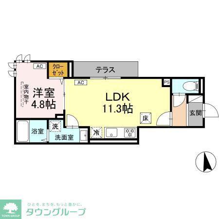 セレスティア豊島S(1LDK/1階)の間取り写真