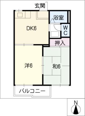 フォーブル虹(2DK/1階)の間取り写真