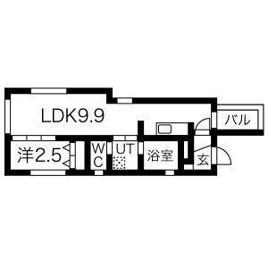 グランディール知立北(1LDK/3階)の間取り写真