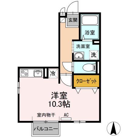 セントラルヴィレッジB棟(ワンルーム/2階)の間取り写真