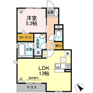 パーシモン(1LDK/1階)の間取り写真