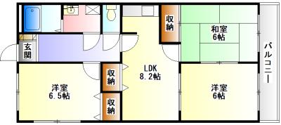 リバーコート三田(3LDK/2階)の間取り写真