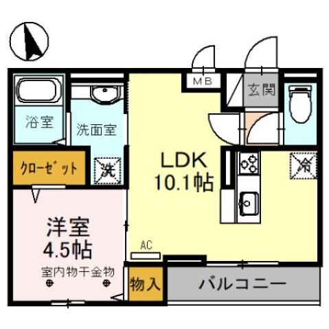 グレイス(1LDK/2階)の間取り写真