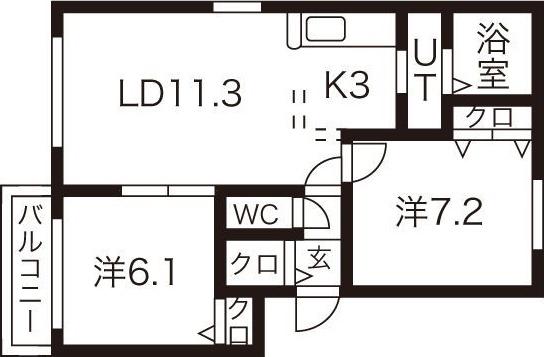 グランシャリオ(2LDK/1階)の間取り写真