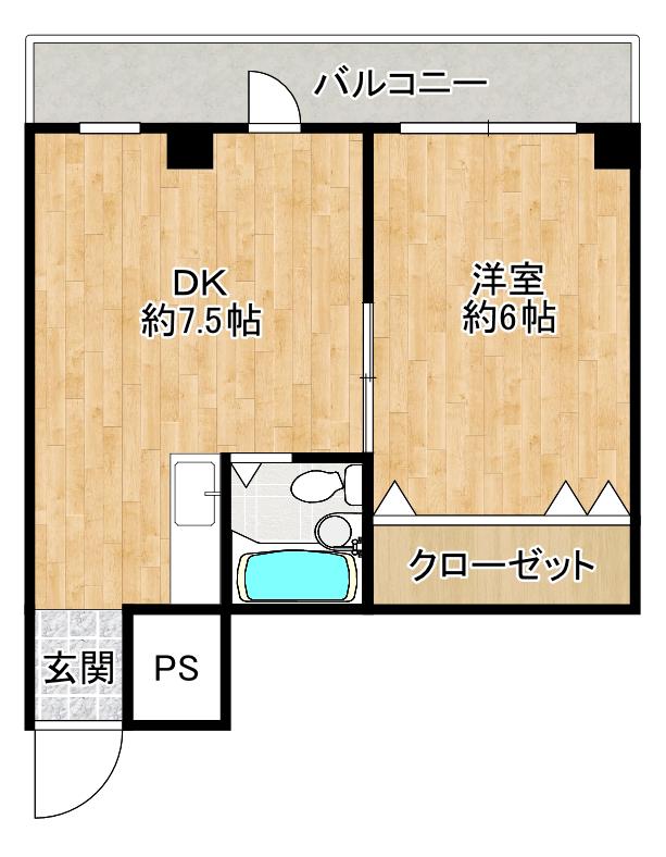 インテリジェンス樋上II(1DK/3階)の間取り写真