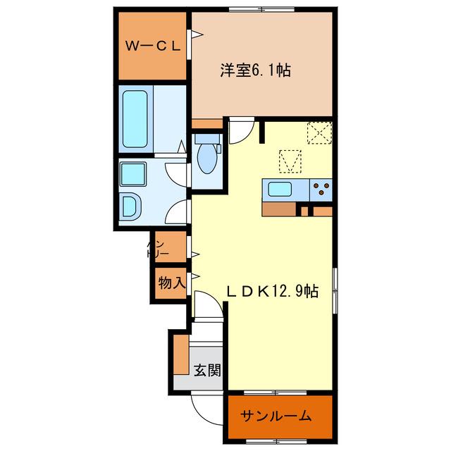 グランツ南新町(1LDK/1階)の間取り写真