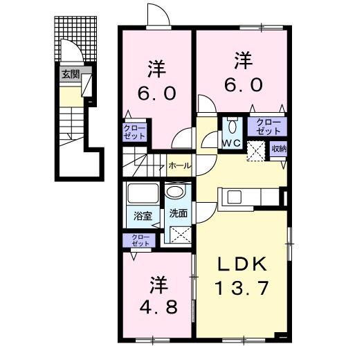 リーヴァ金山(3LDK/2階)の間取り写真