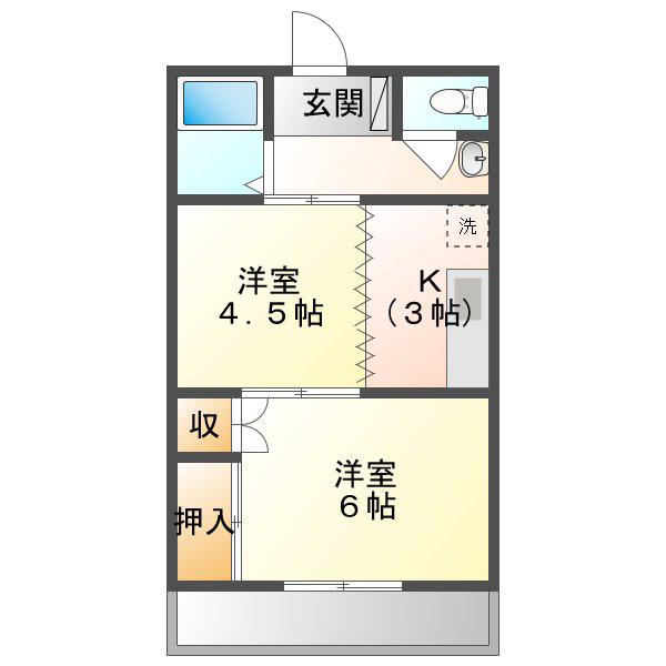 ブルーメン札元(2K/3階)の間取り写真