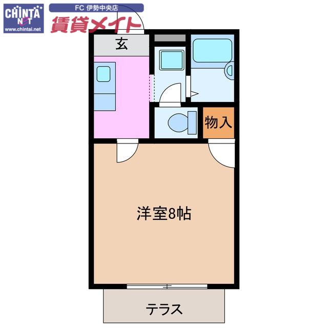 フォレスタ伊勢(1K/2階)の間取り写真