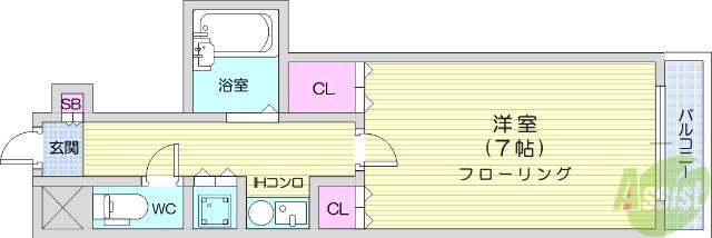 エトワール仙台第一(1K/4階)の間取り写真