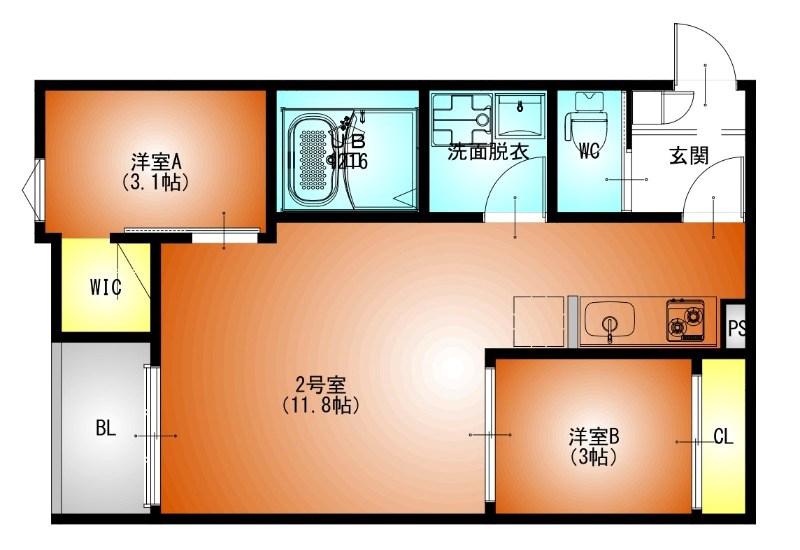 REGALEST名駅西(2LDK/2階)の間取り写真
