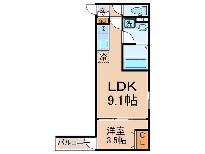 東大阪市吉田6丁目AP B棟(1LDK/3階)の間取り写真