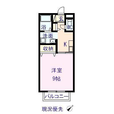フォレストヒルズ(1K/1階)の間取り写真