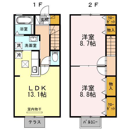 グランドシャトー長久手(2LDK/1階)の間取り写真