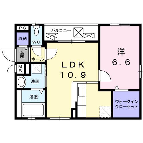 ストリート アベニュー・H(1LDK/1階)の間取り写真