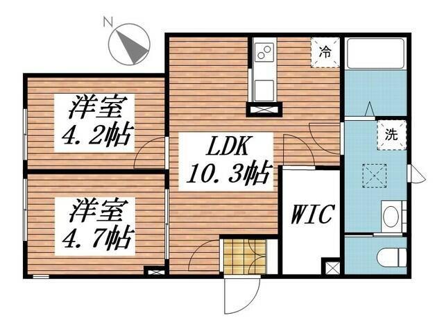 エクウス中村橋(2LDK/1階)の間取り写真