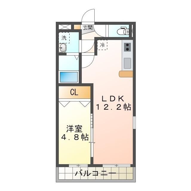 フェアリー丸之内(1LDK/4階)の間取り写真