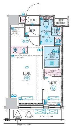 リヴシティHONJO-AZUMABASHI(1LDK/6階)の間取り写真