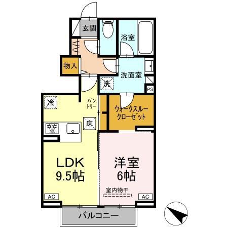 アナシエ富田町(1LDK/1階)の間取り写真