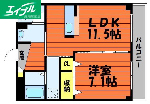 アマンプリ羽島(1LDK/1階)の間取り写真