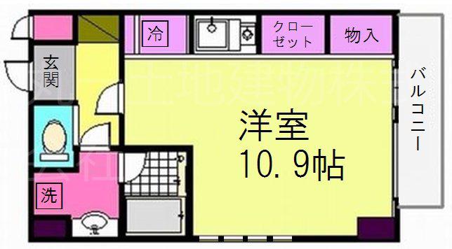 K-16(ワンルーム/4階)の間取り写真