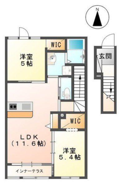 ヴァレッタII(2LDK/2階)の間取り写真