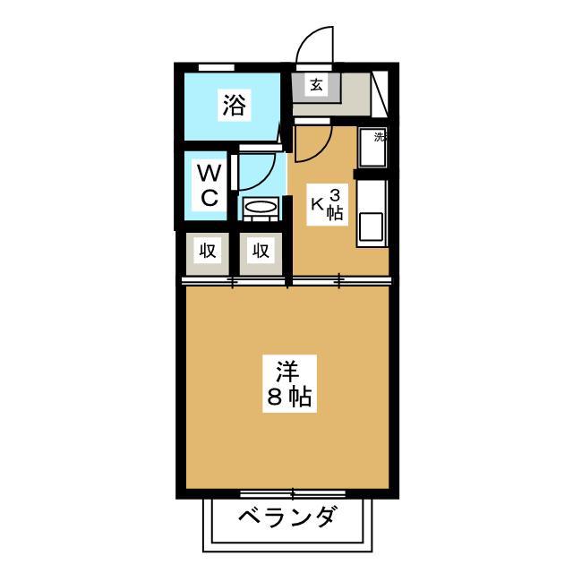 ラフォーレ北長野 D棟(1K/2階)の間取り写真