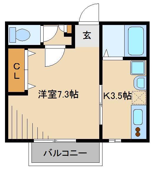ソレアード西大宮I(1K/1階)の間取り写真