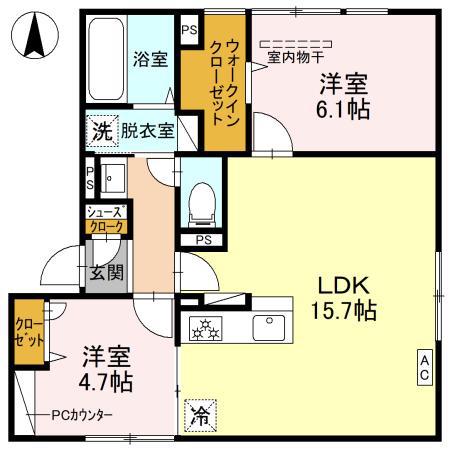 THE HERETIERA(2LDK/1階)の間取り写真