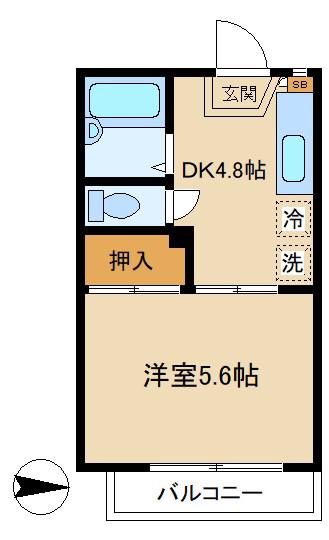 ドムス久我山B(1DK/2階)の間取り写真