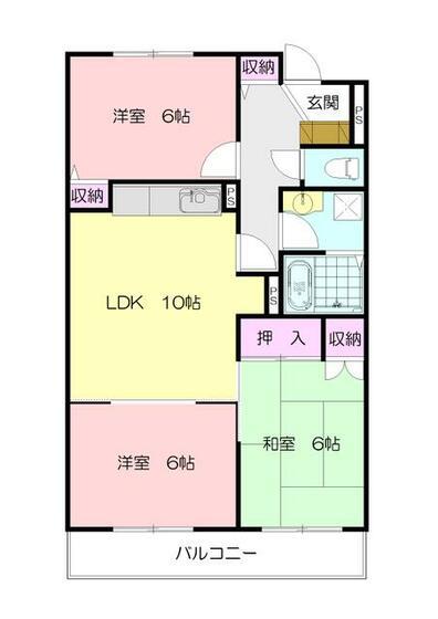グランドハイツ(3LDK/2階)の間取り写真