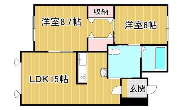 清流ヒルズVI(2LDK/1階)の間取り写真