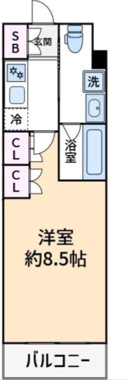 メイクスデザイン住吉アジールコート(1K/6階)の間取り写真
