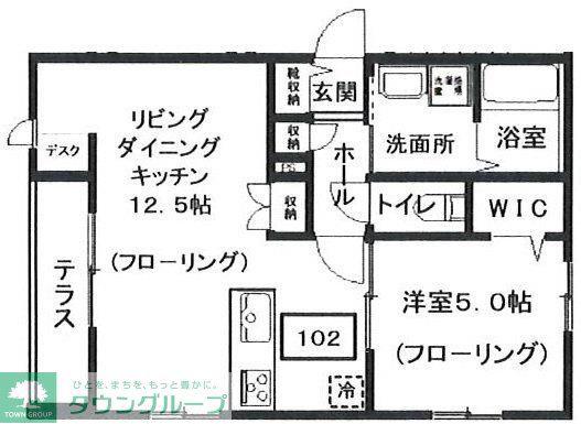 マンション 渋谷区上原2丁目(1LDK/1階)の間取り写真