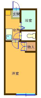 第2白亜館(1K/1階)の間取り写真