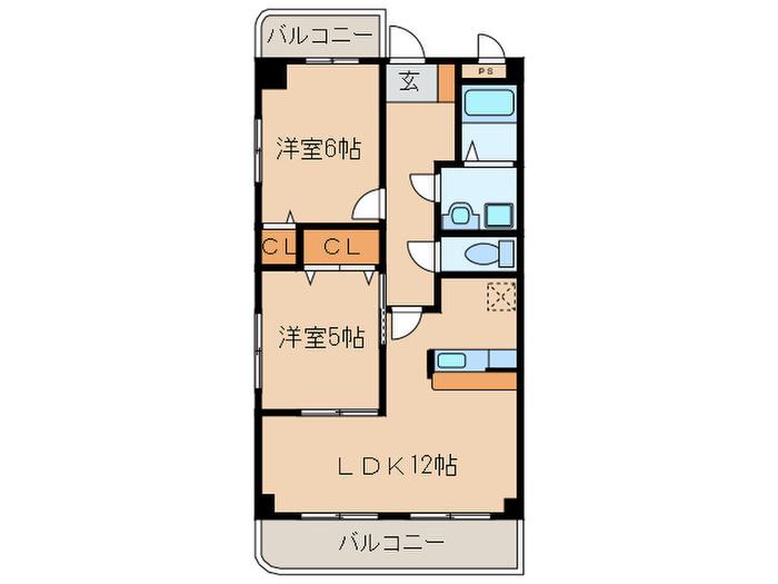 SELVA(2LDK/3階)の間取り写真