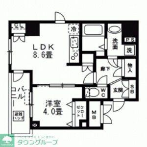 AXIA日本橋茅場町(1LDK/2階)の間取り写真