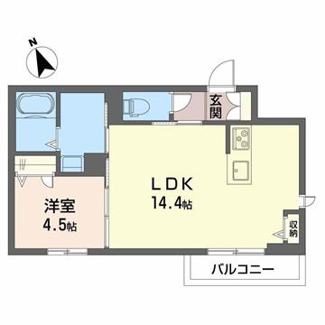 プレジオキソ(1LDK/1階)の間取り写真