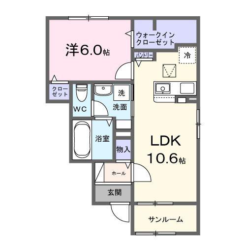 ティエラ・アミー(1LDK/1階)の間取り写真